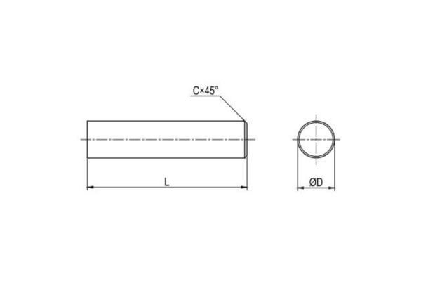 Een getekende hardmetalen staaf met een fase